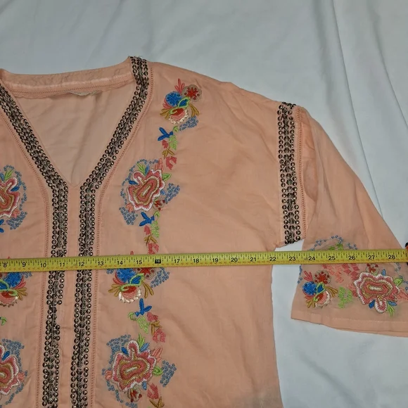 Embroidered Pink Floral Women's Top - Picture 9 of 11